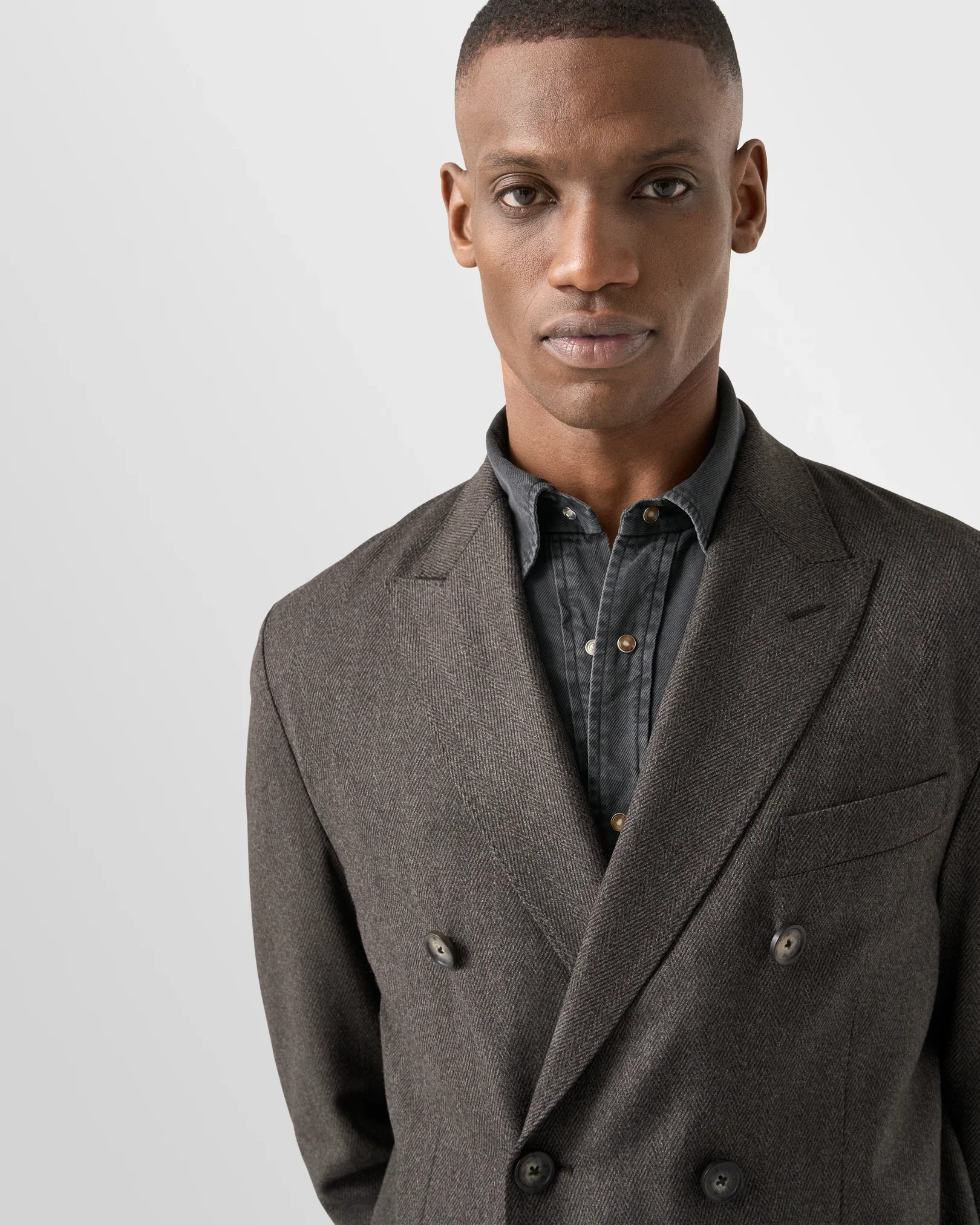 Eton - brown double breasted soft jacket