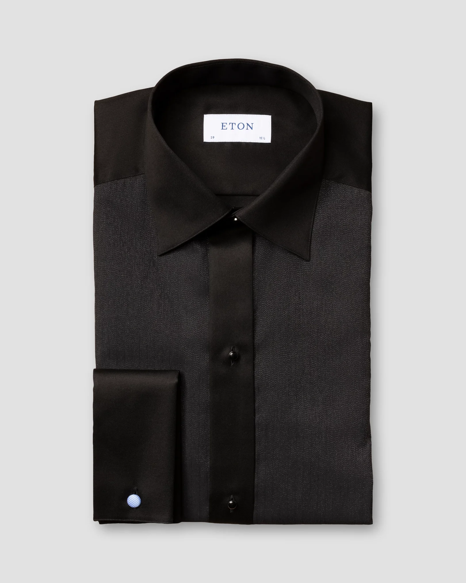 Black Plissé Tuxedo Shirt Eton