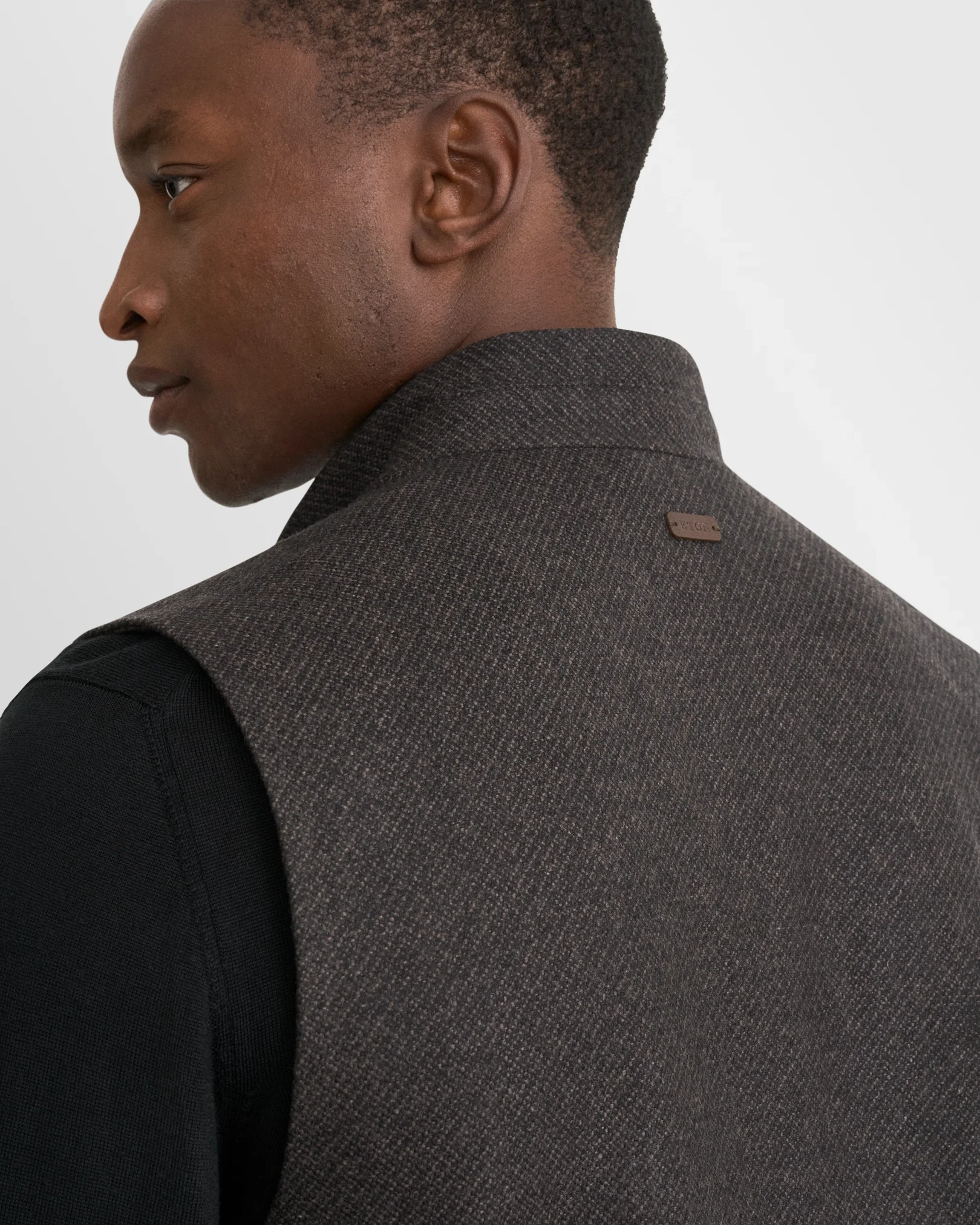 Eton - wool cashmere vest dark brown wool cashmere vest