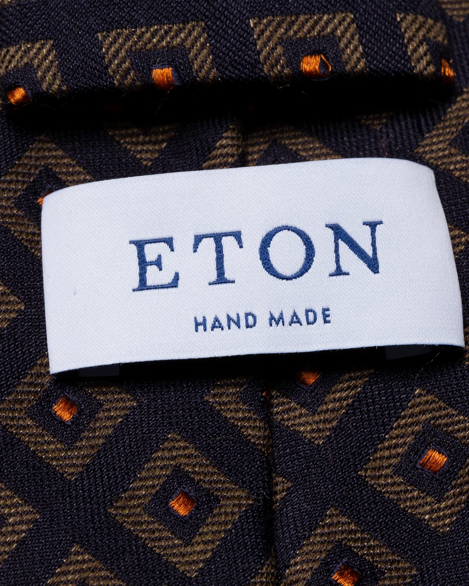 Eton - black check silk wool tie