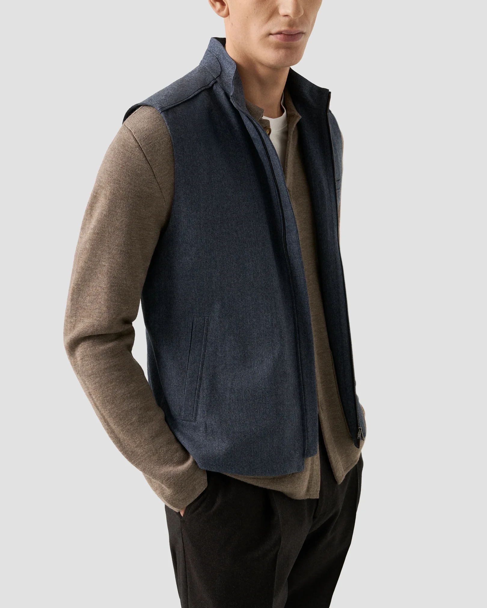 Eton - Solid Wool Flannel Vest