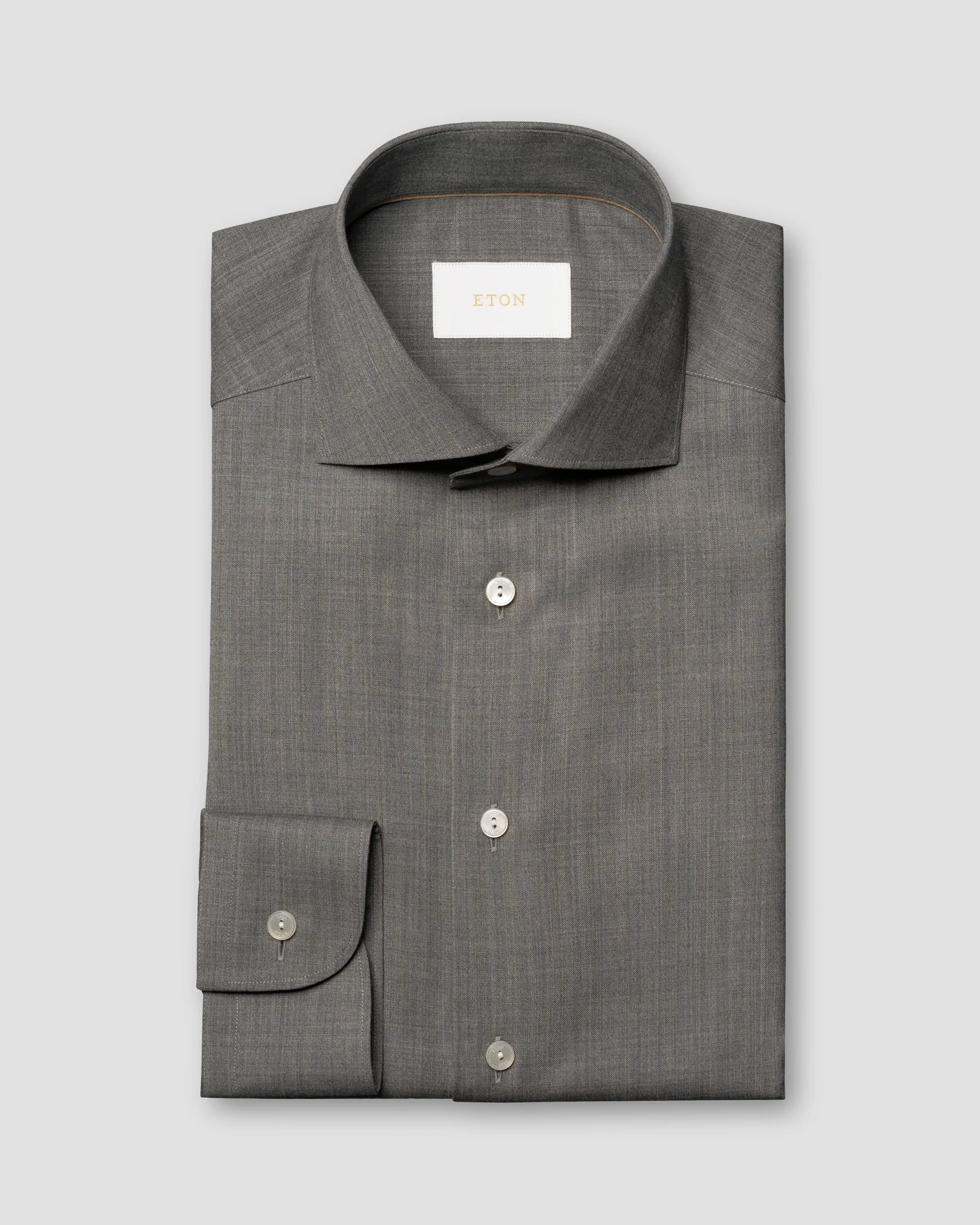 Eton - solid merino shirt wide spread rounded single