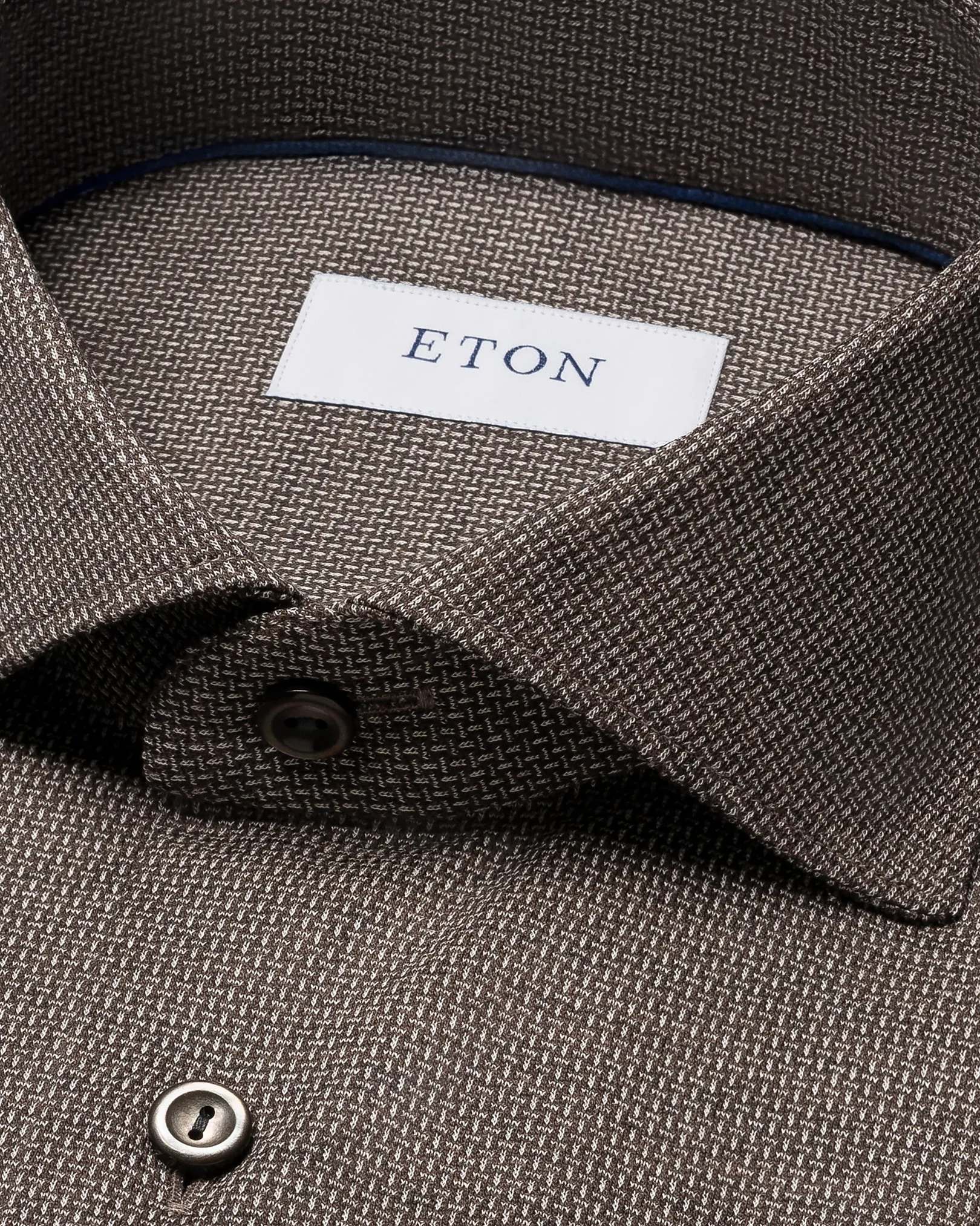 Eton - brown tencel and wool knitted shirt