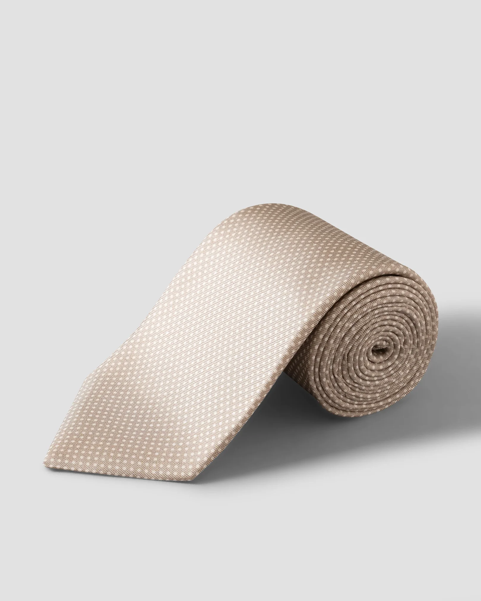 Eton - light grey polka dot print silk tie