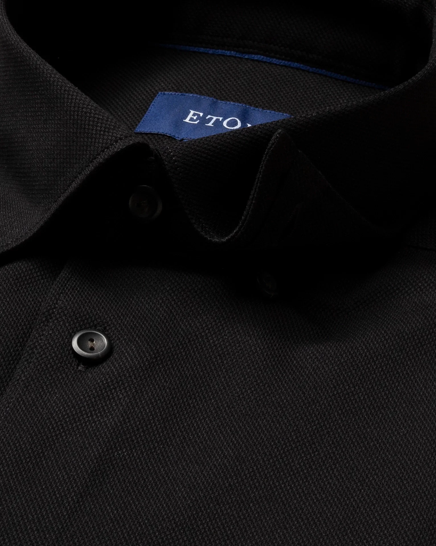 Eton - black pique shirt long sleeved