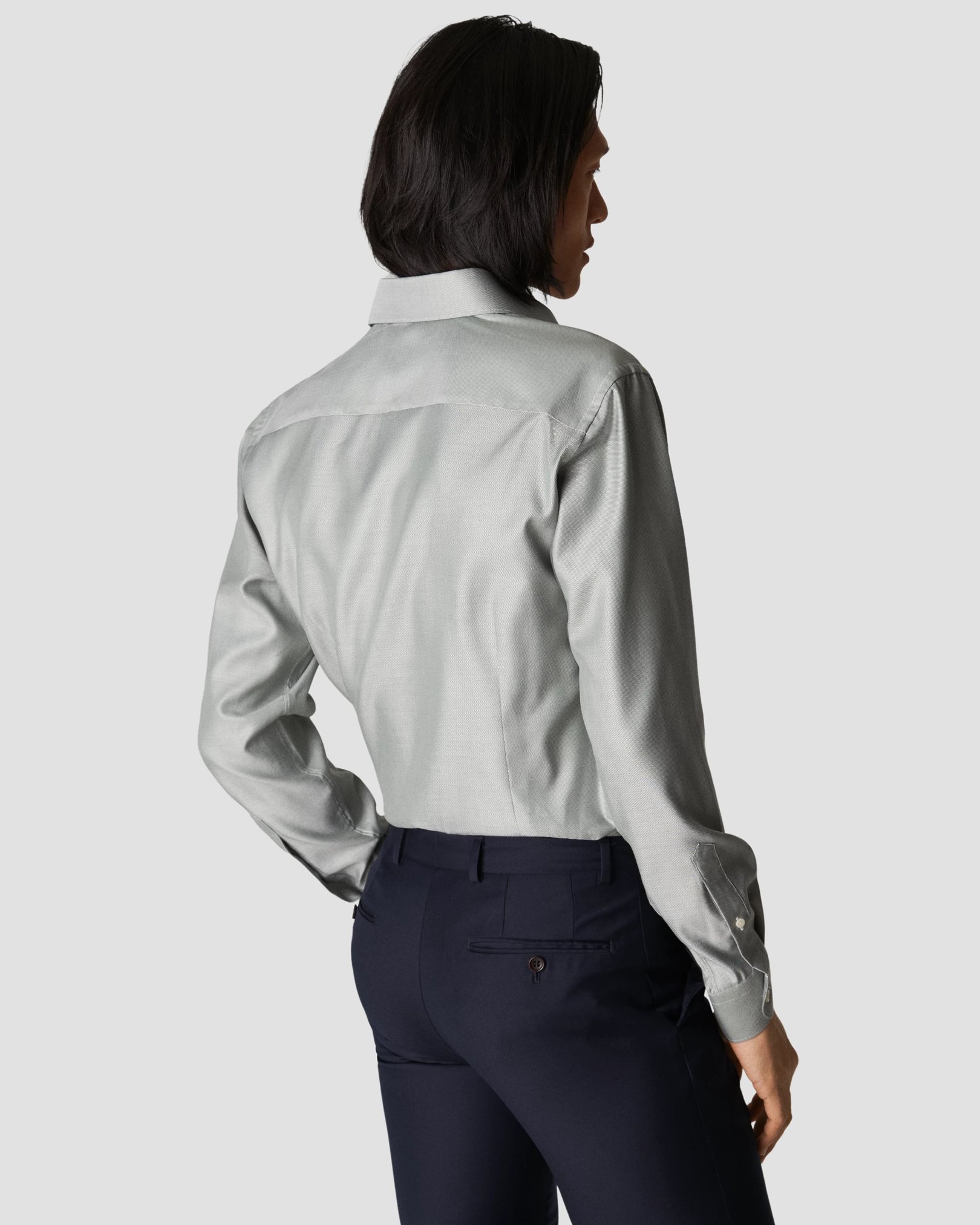 Eton - dark green cotton lyocell stretch