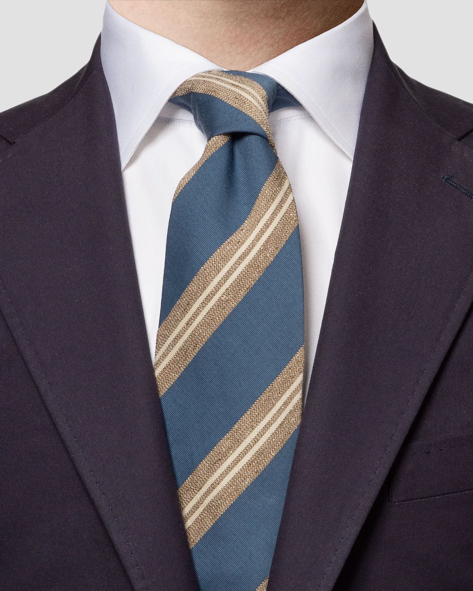 Eton - blue regimental stripe cotton silk tie