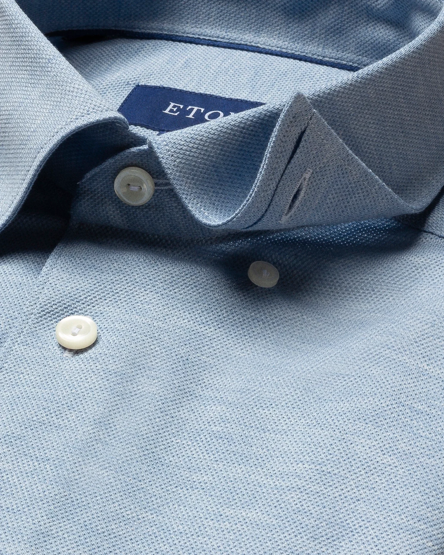 Eton - light blue pique shirt long sleeved