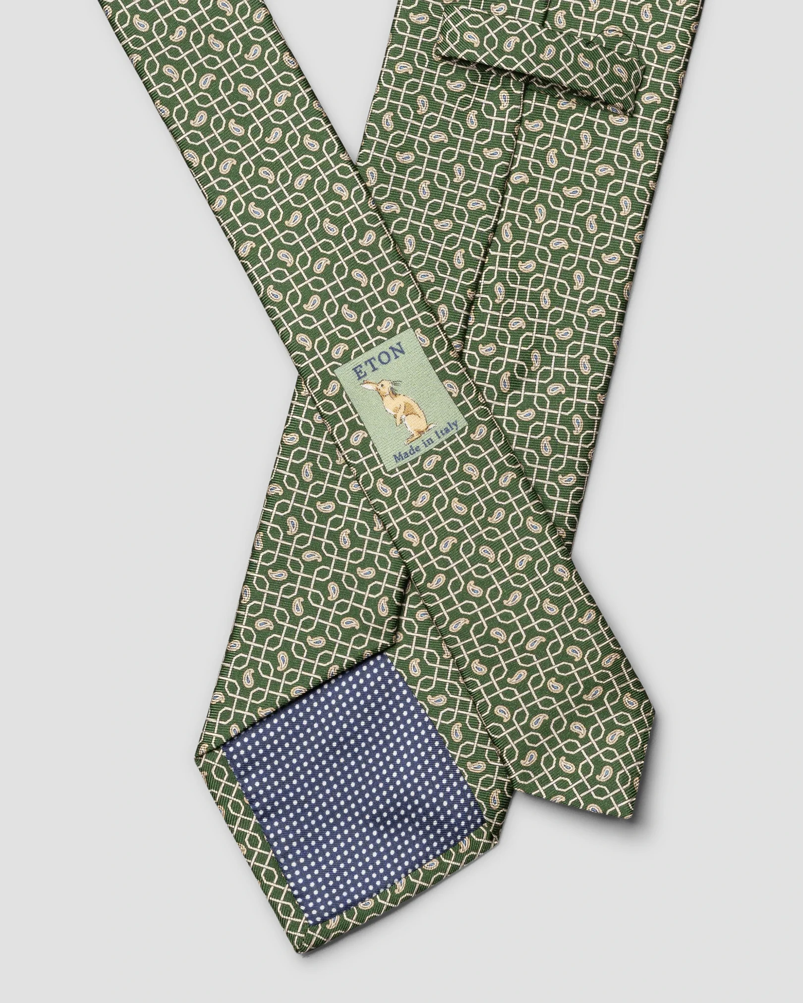 Eton - paisley print silk tie dark green paisley print silk tie