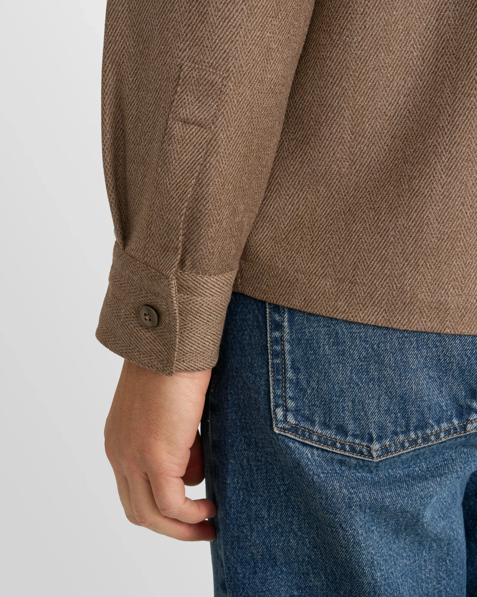 Eton - beige wool structure four pocket overshirt