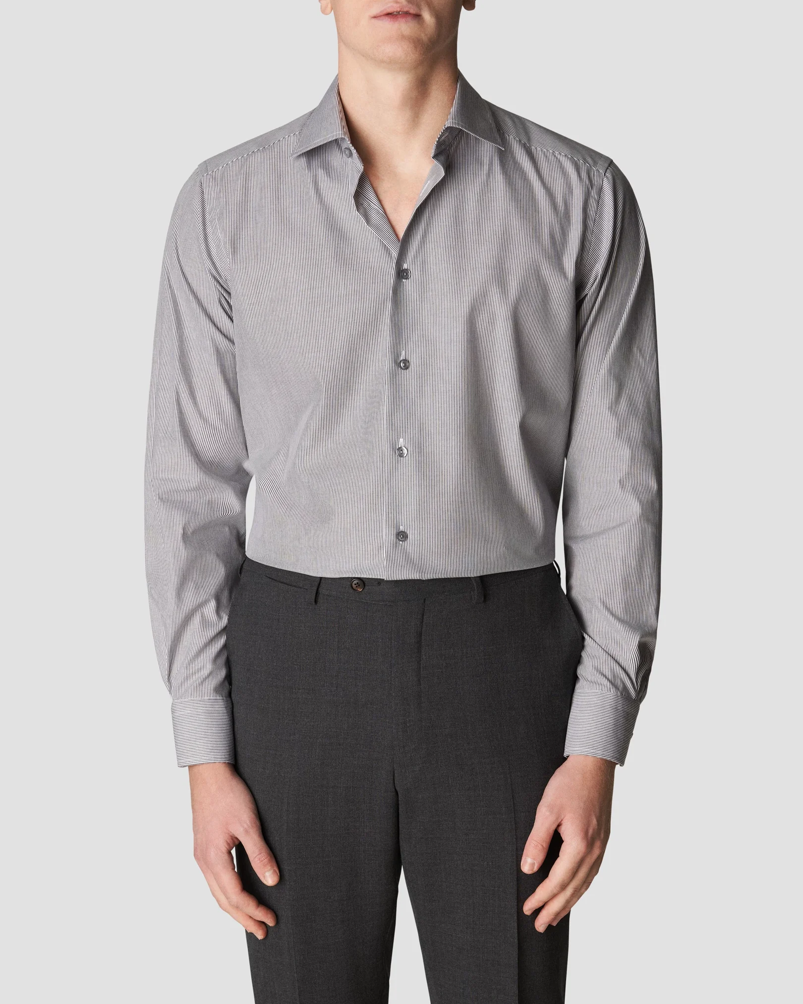 Eton - striped black poplin shirt