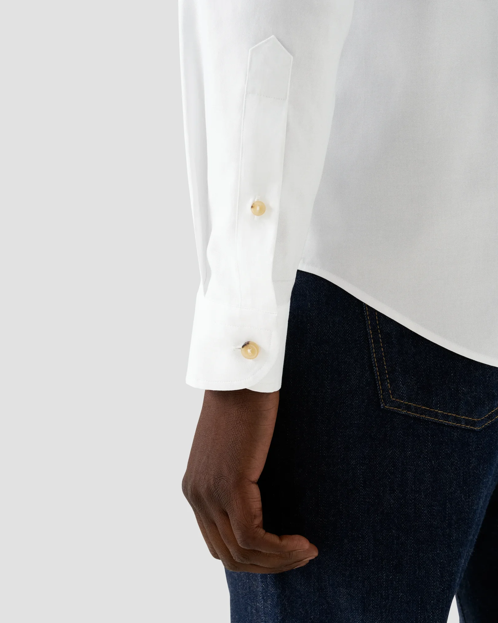 Eton - white solid oxford shirt button down rounded single casual fit