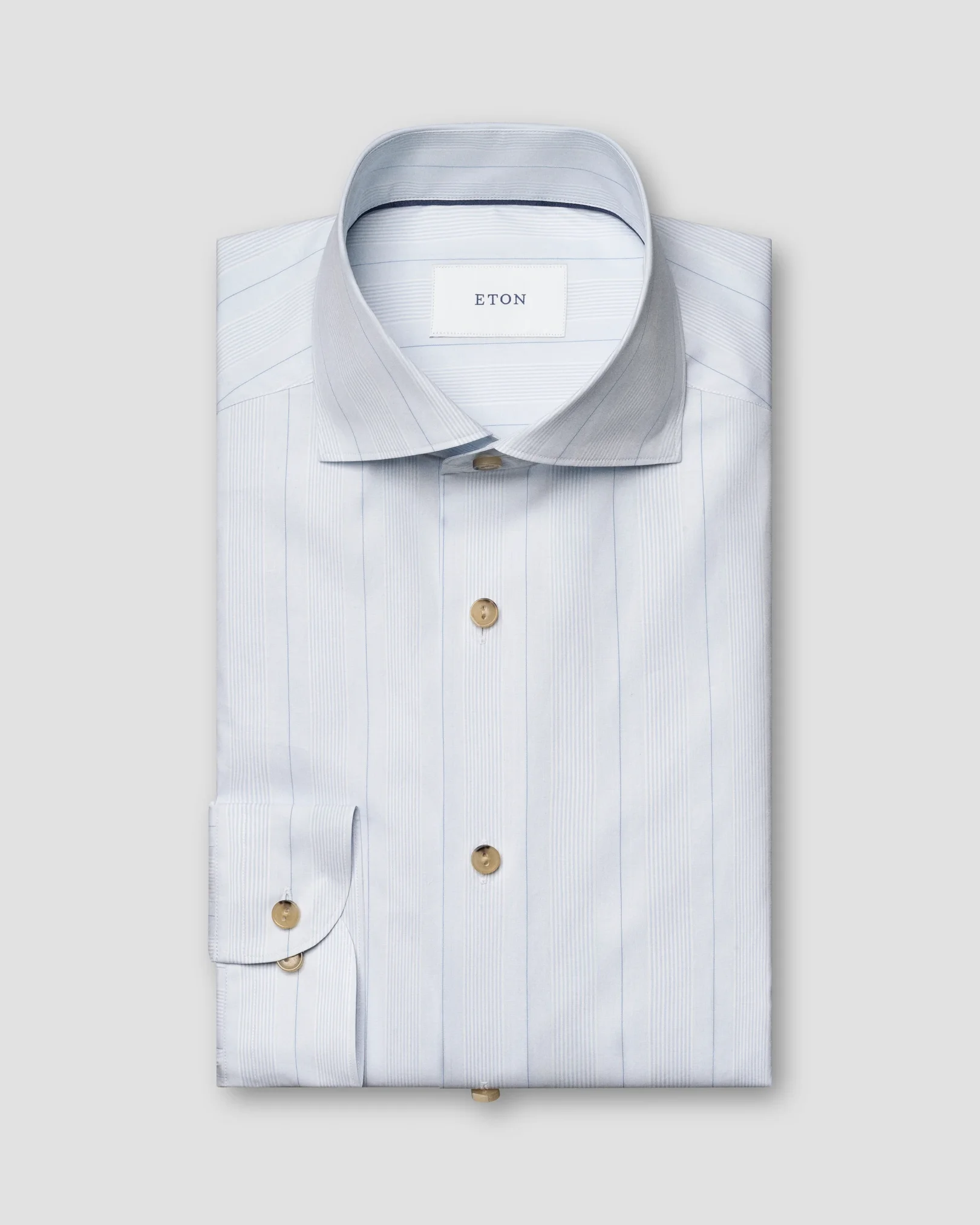 Eton - light blue multi striped lighweight poplin shirt