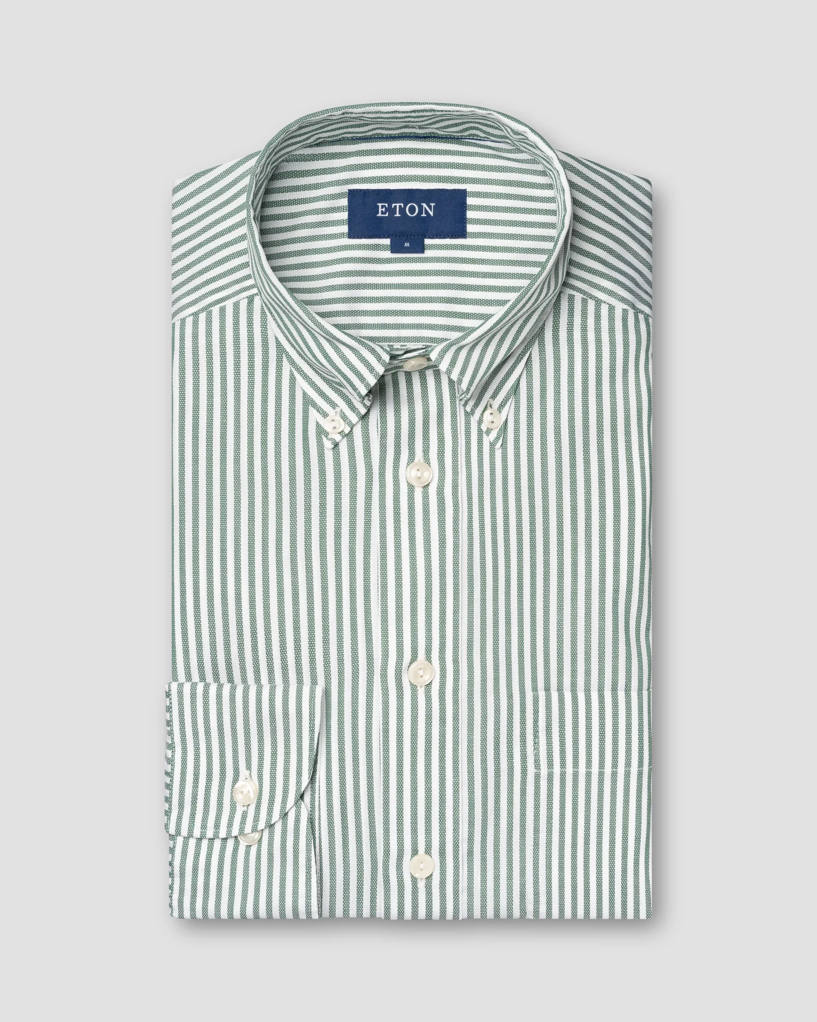 Eton - mid green twill button down rounded single slim fit