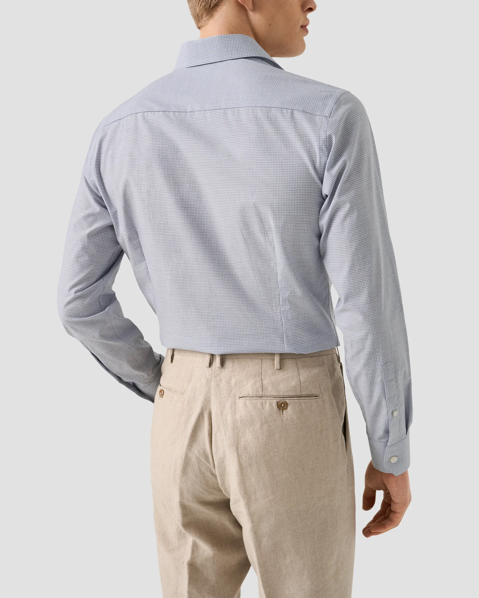 Eton - light purple check fine twill shirt widespread