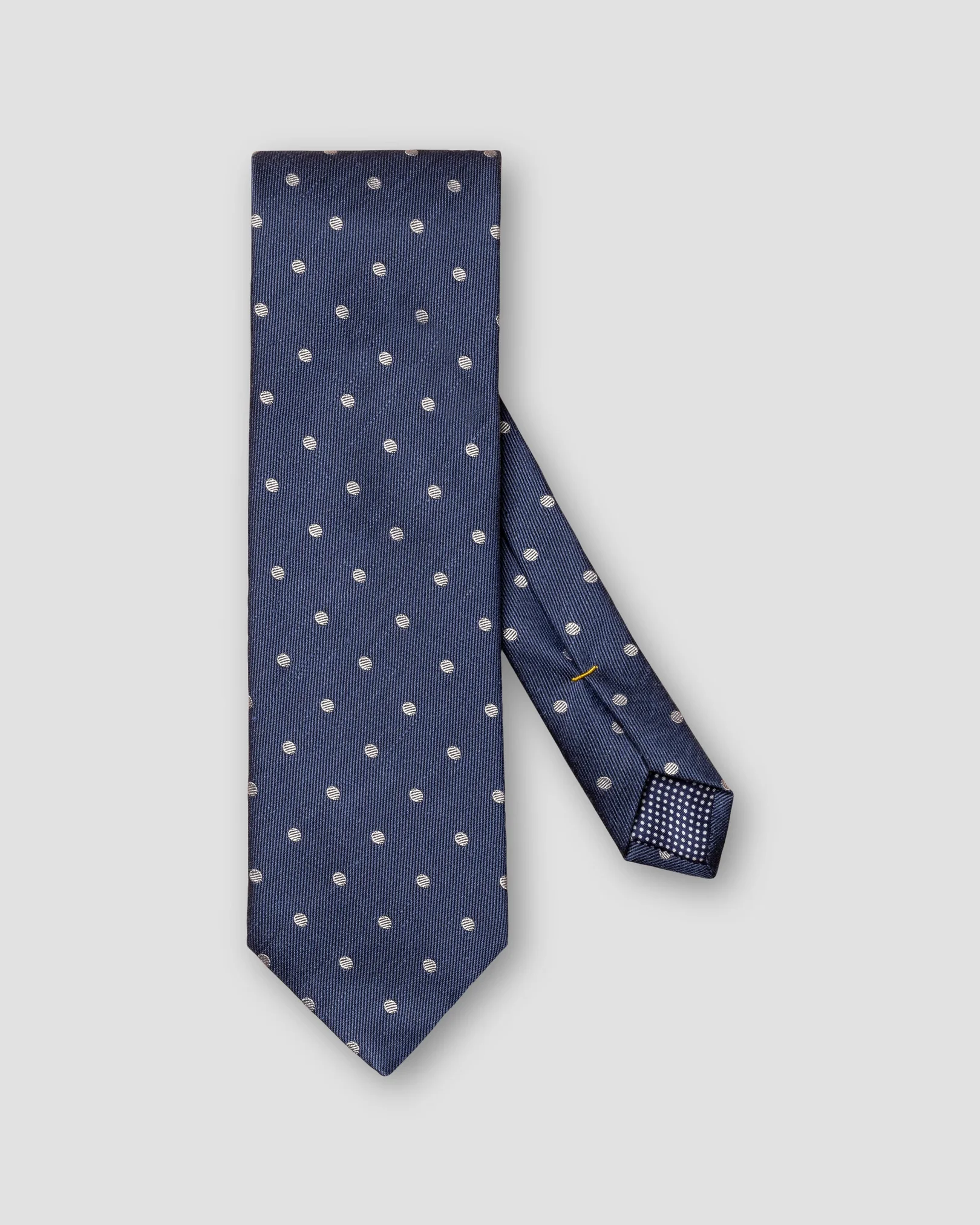 Eton - navy blue polka dot cotton linen silk tie