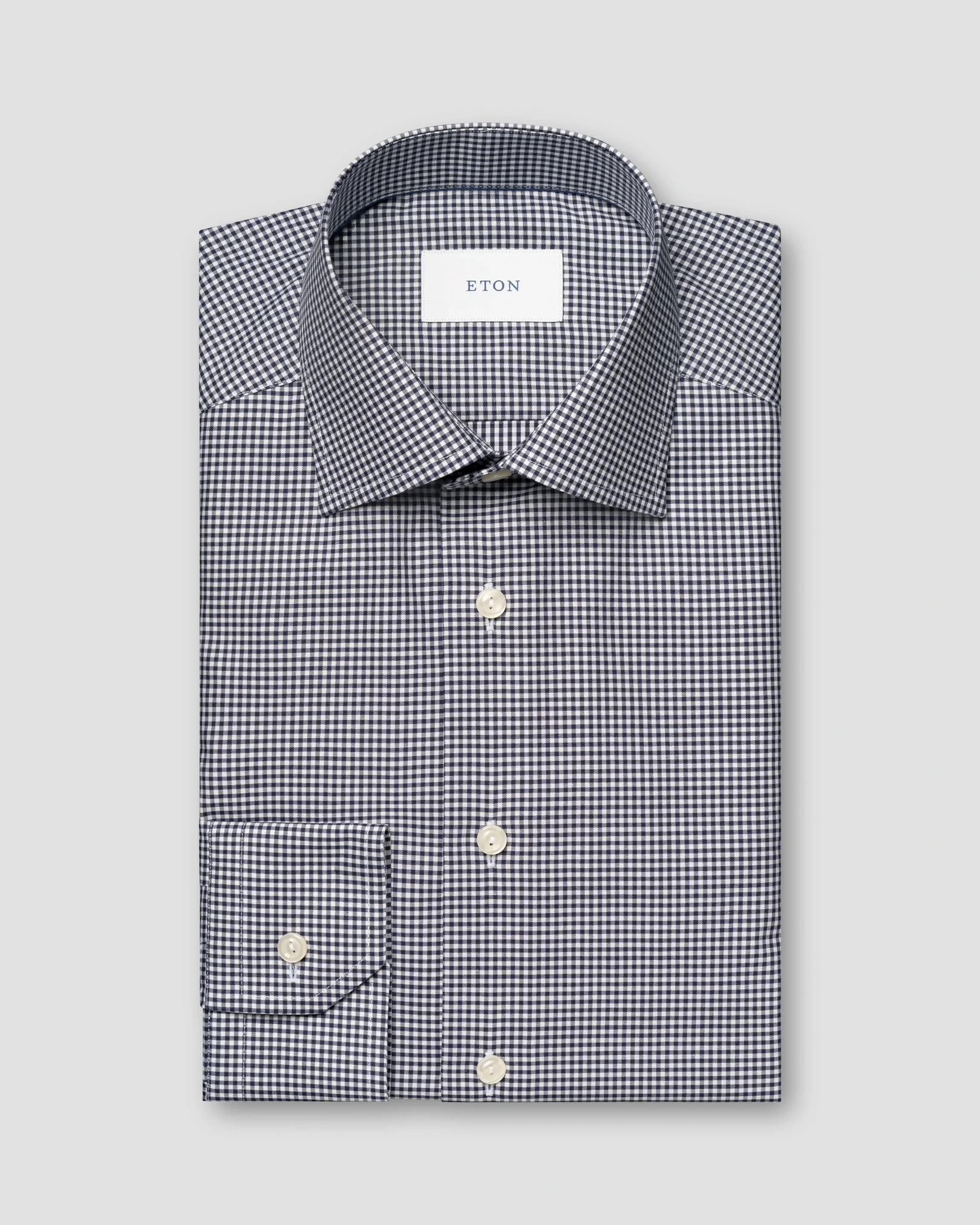 Eton - micro check twill shirt cut away single slim