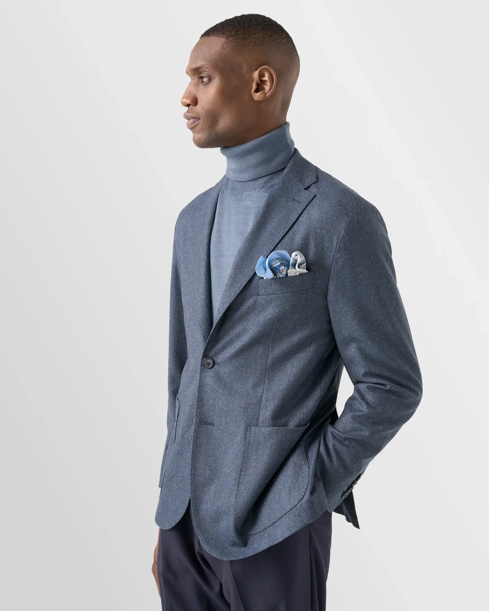 Eton - light blue merino vintage turtle neck