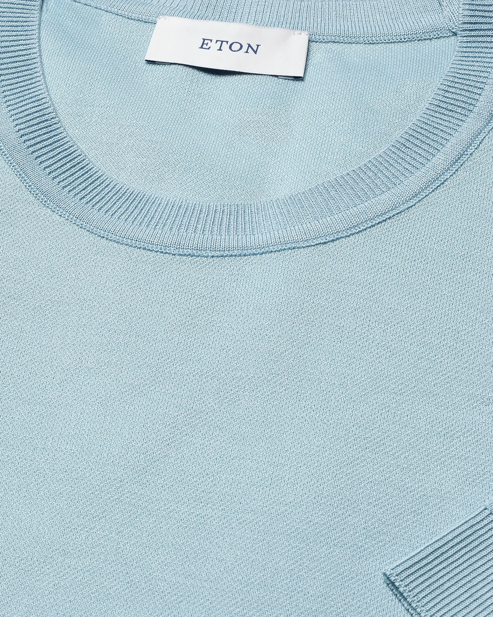 Eton - light blue self rib cotton t shirt