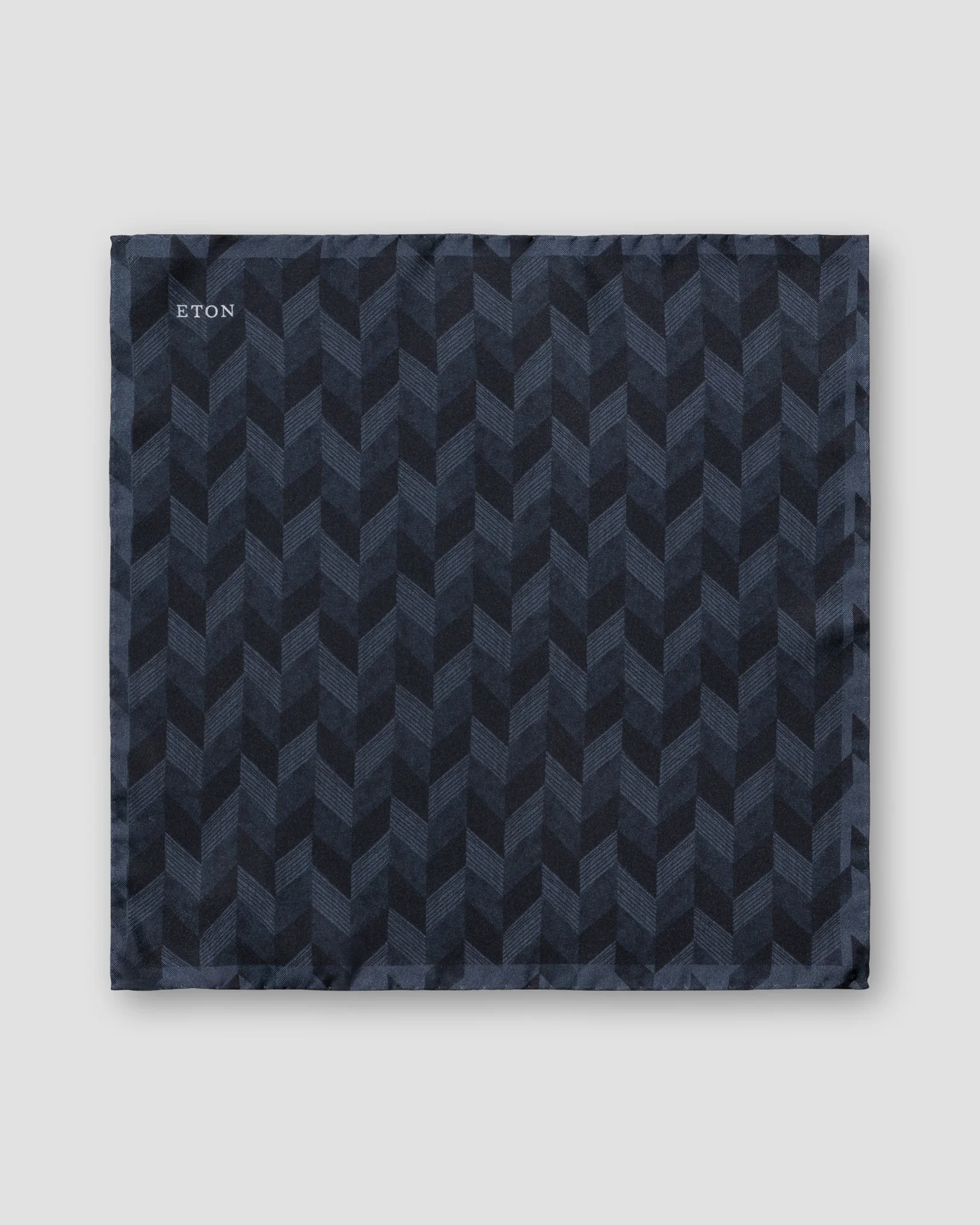 Eton - black chevron silk twill pocket square