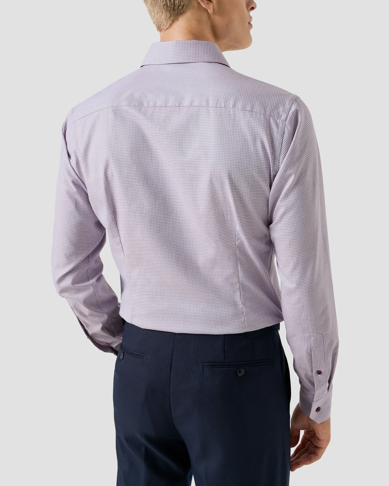 Eton - red check twill shirt