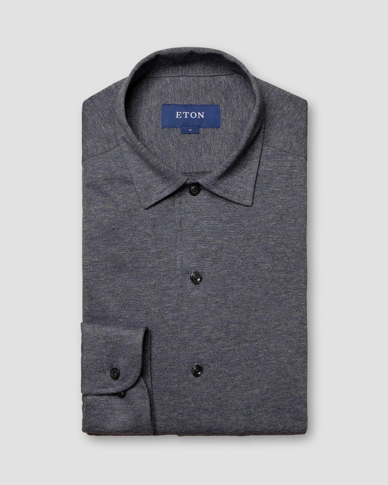 Eton - mid blue mouline jersey shirt