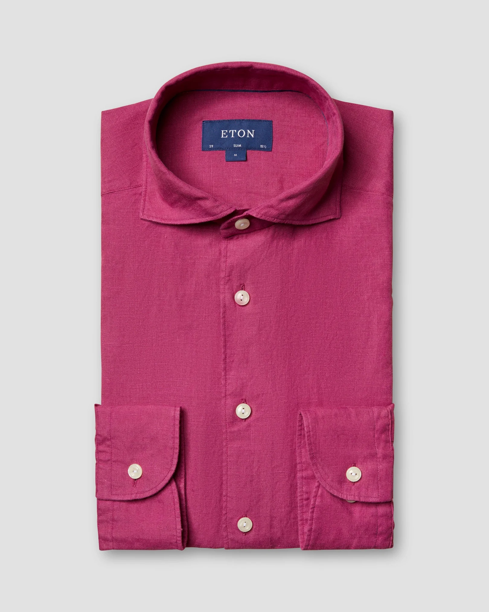 Eton - burgundy linen shirt soft