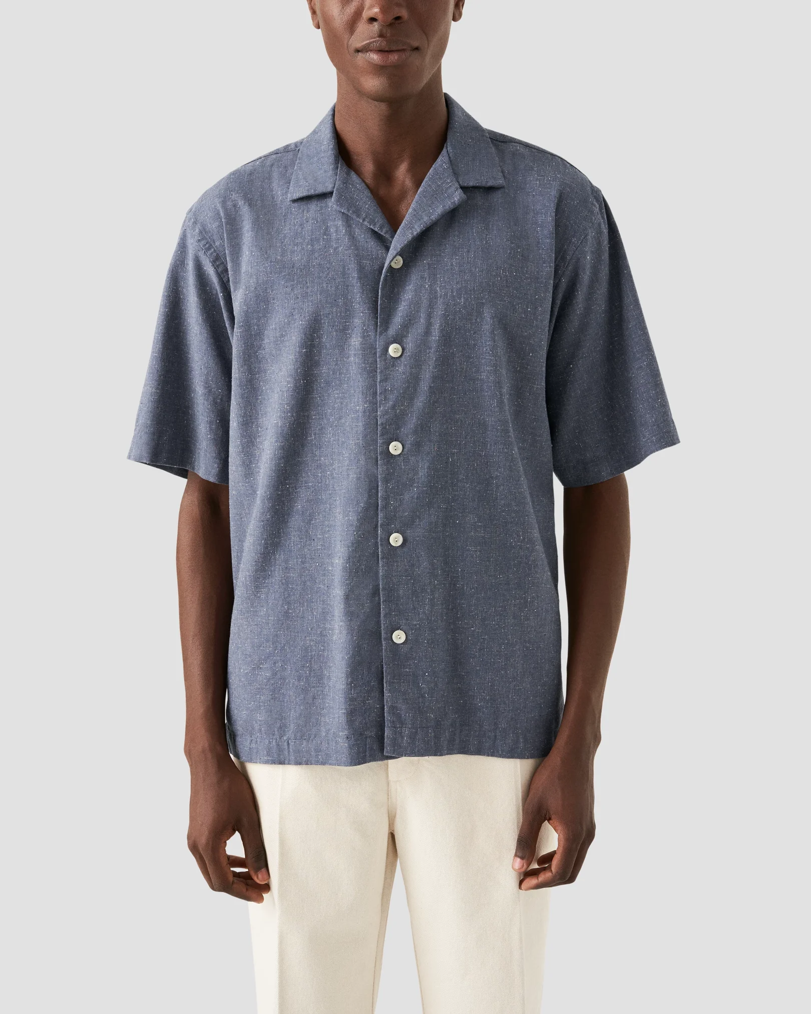 Eton - dark blue recycled cotton resort shirt