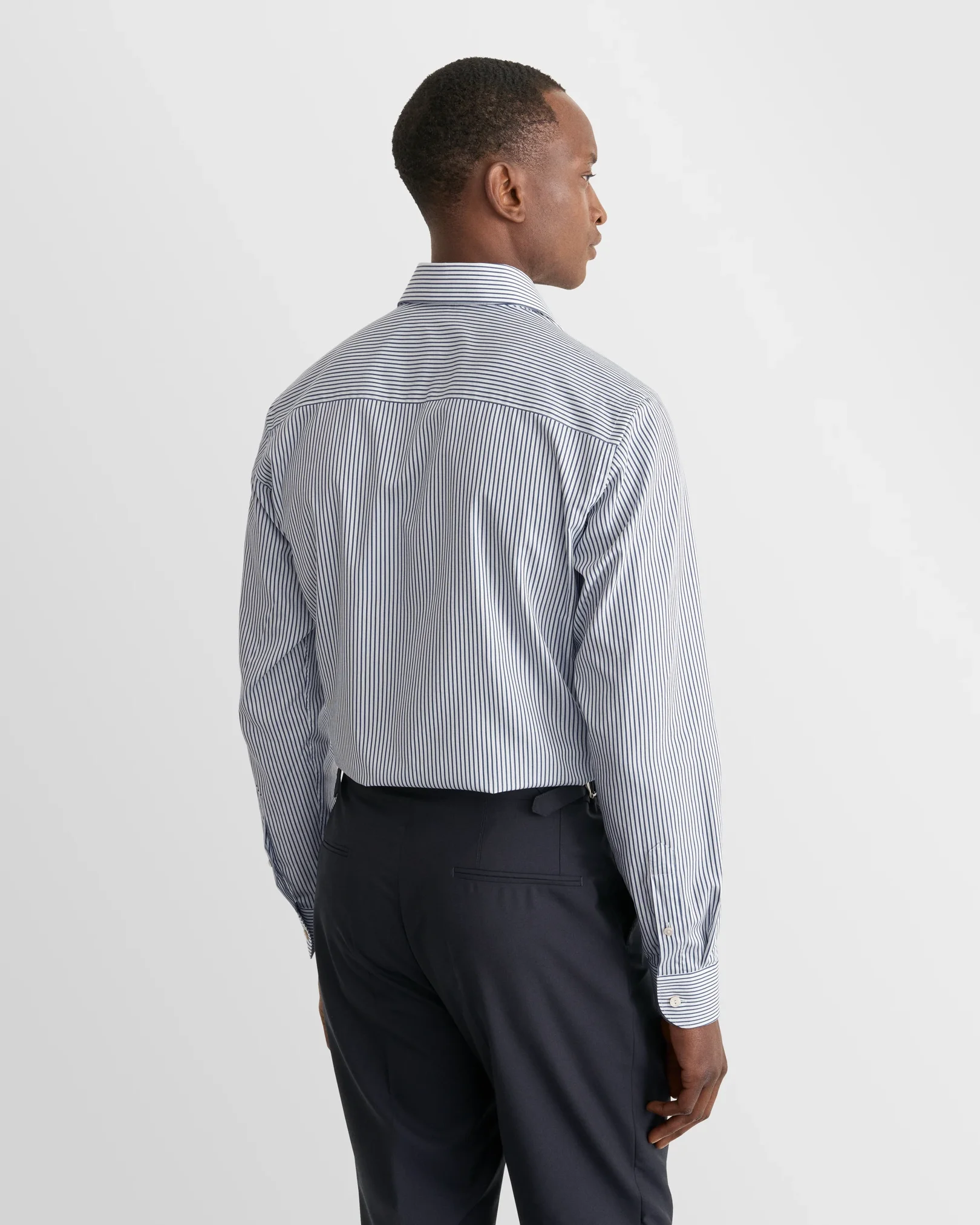 Eton - dark blue solid cotton silk shirt