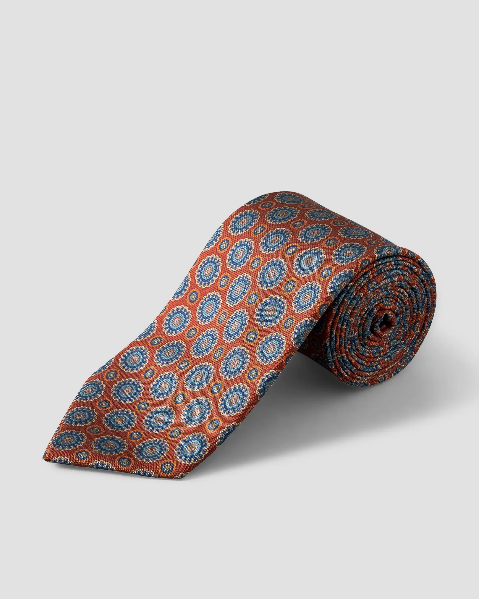 Eton - medallion print silk tie orange medallion print