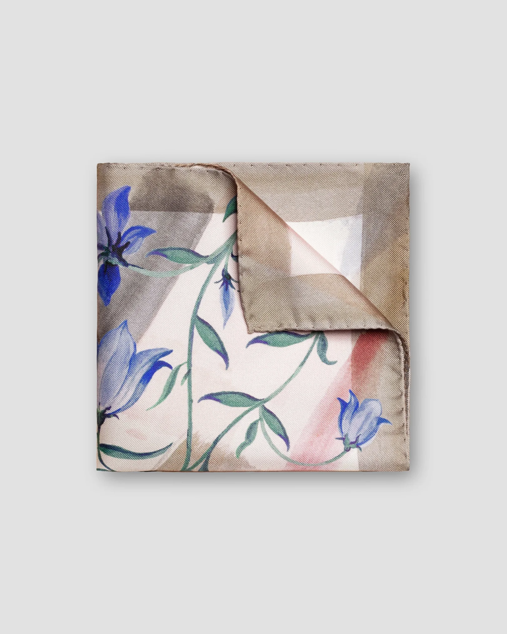 Eton - brown bluebell silk print pocket square