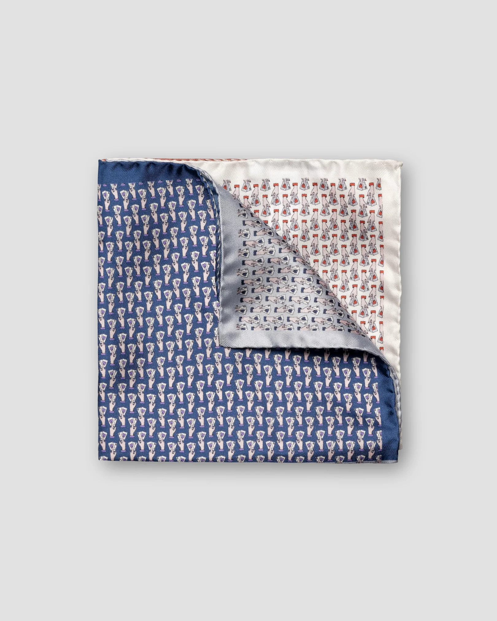 Eton - Pochette en Soie à Motif Bleu Moyen