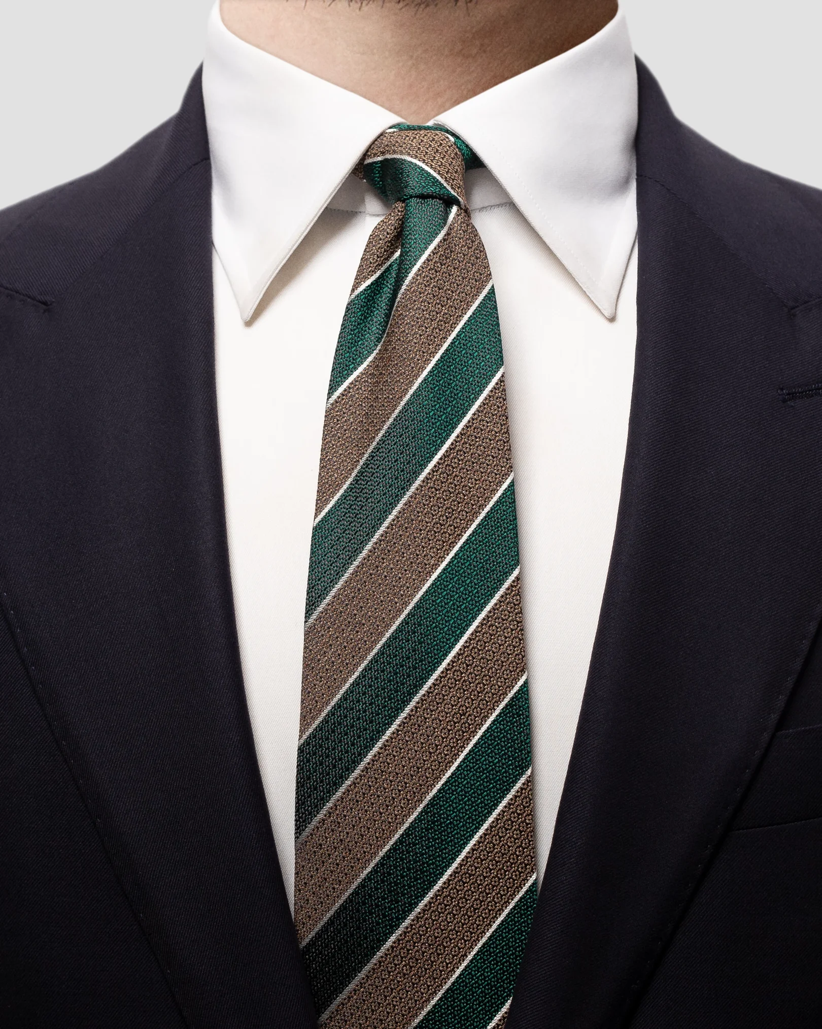Eton - green striped cotton silk tie