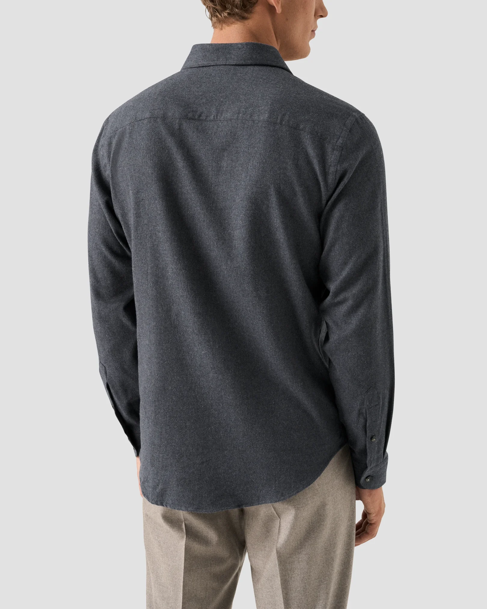 Eton - dark blue solid flannel shirt