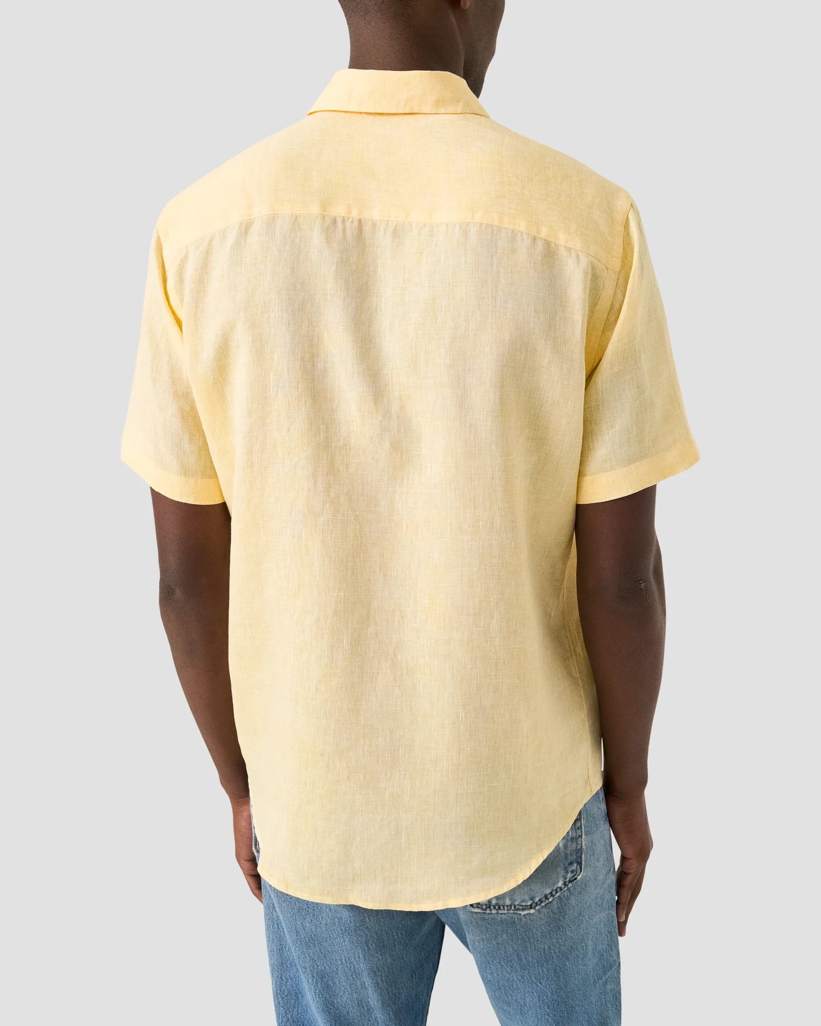 Eton - solid linen short sleeve shirt spread short sleeve plain casual fit