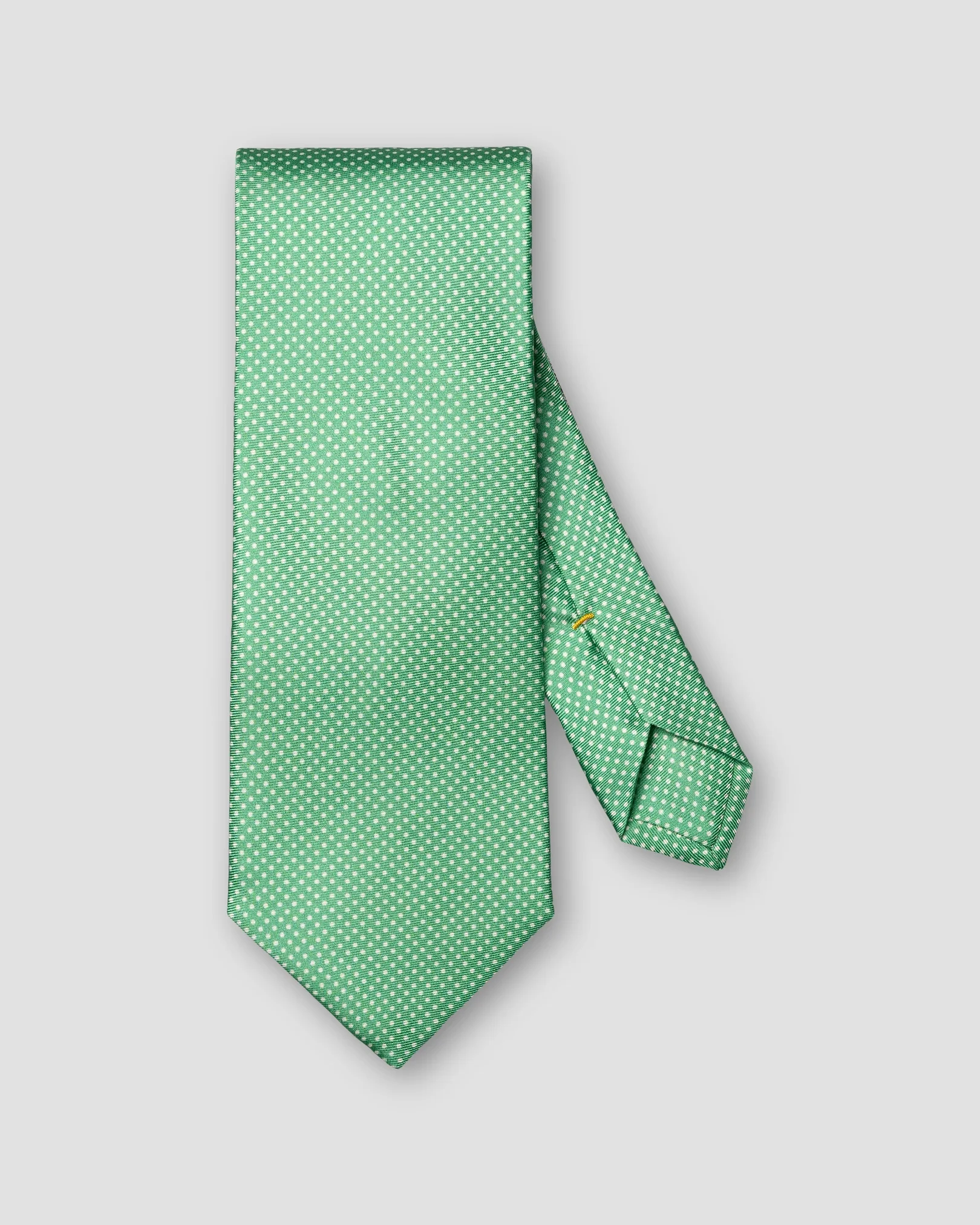 Eton - mid green polka dot print silk tie