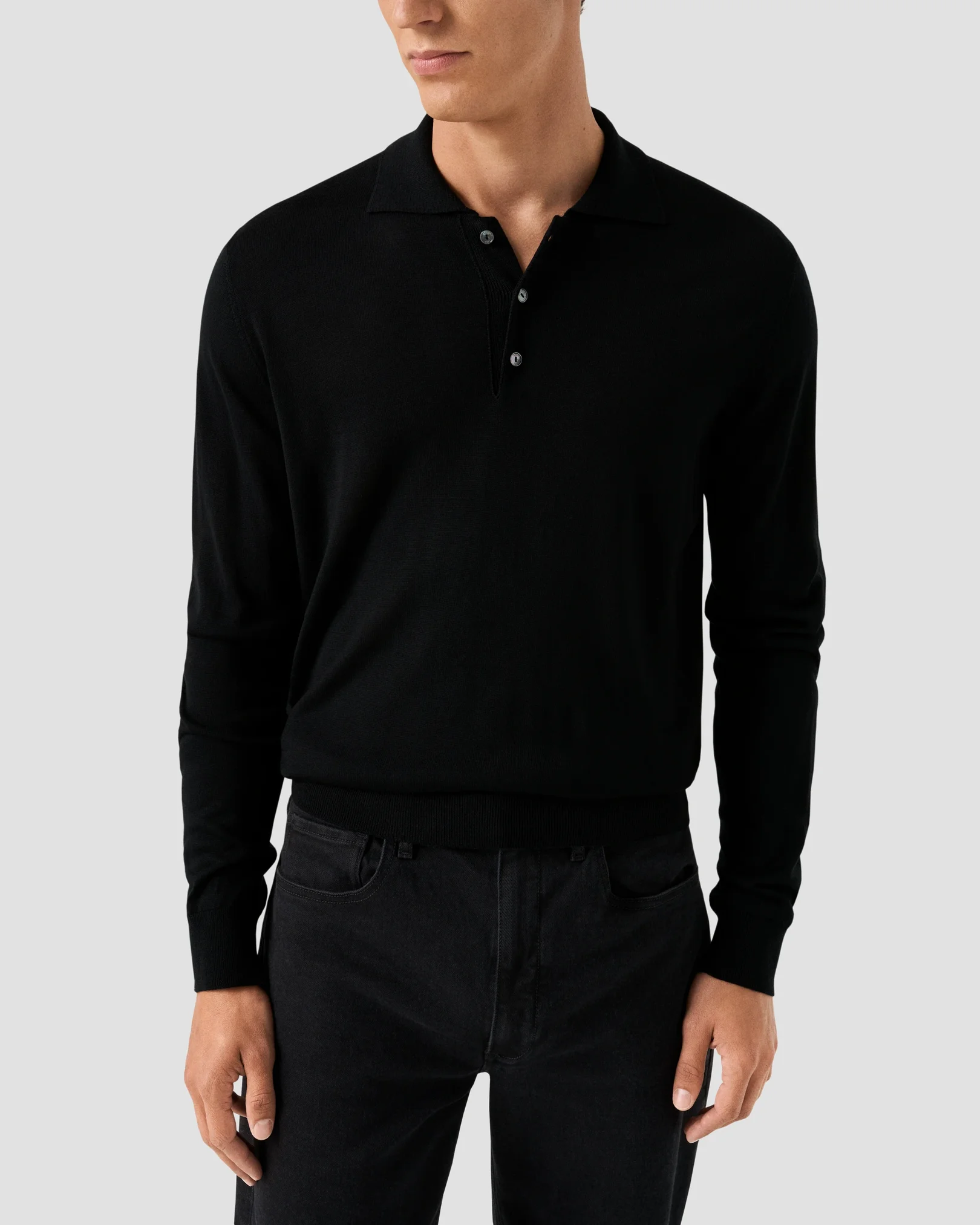 Eton - Fine Knit Polo Sweater