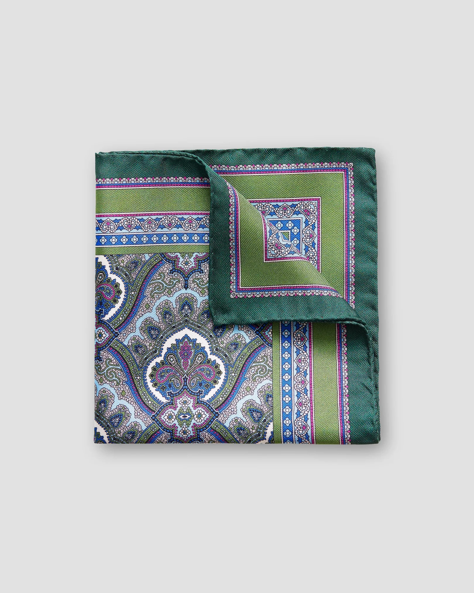 Brand Q Aqua Mint Green Paisley Pocket Square Hanky Men's Wedding Designer Microfiber