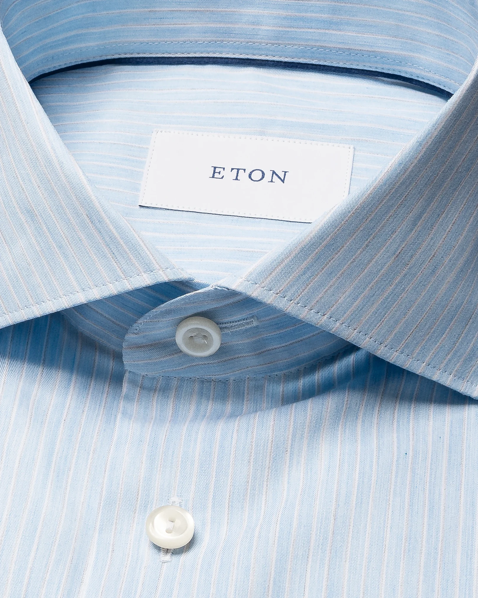 Eton - light blue striped melange fine twill shirt