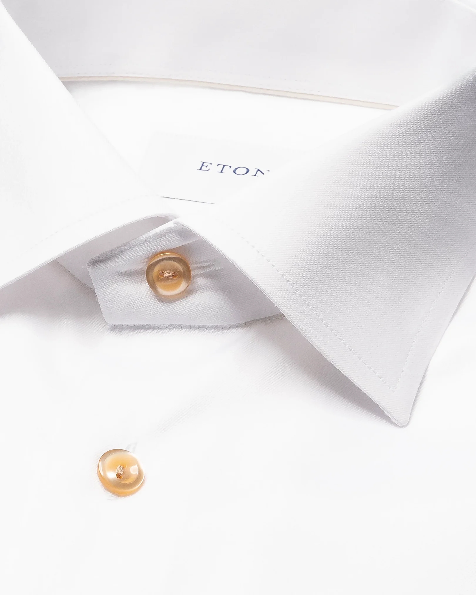 Eton - white solid signature twill beige effect shirt