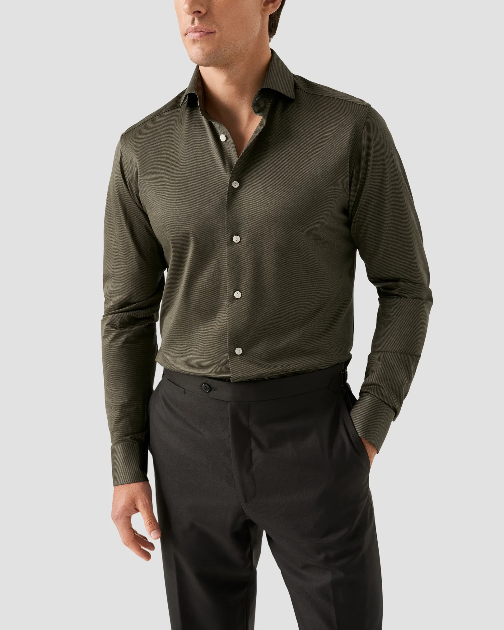 Dark green Knit King Shirt - Eton