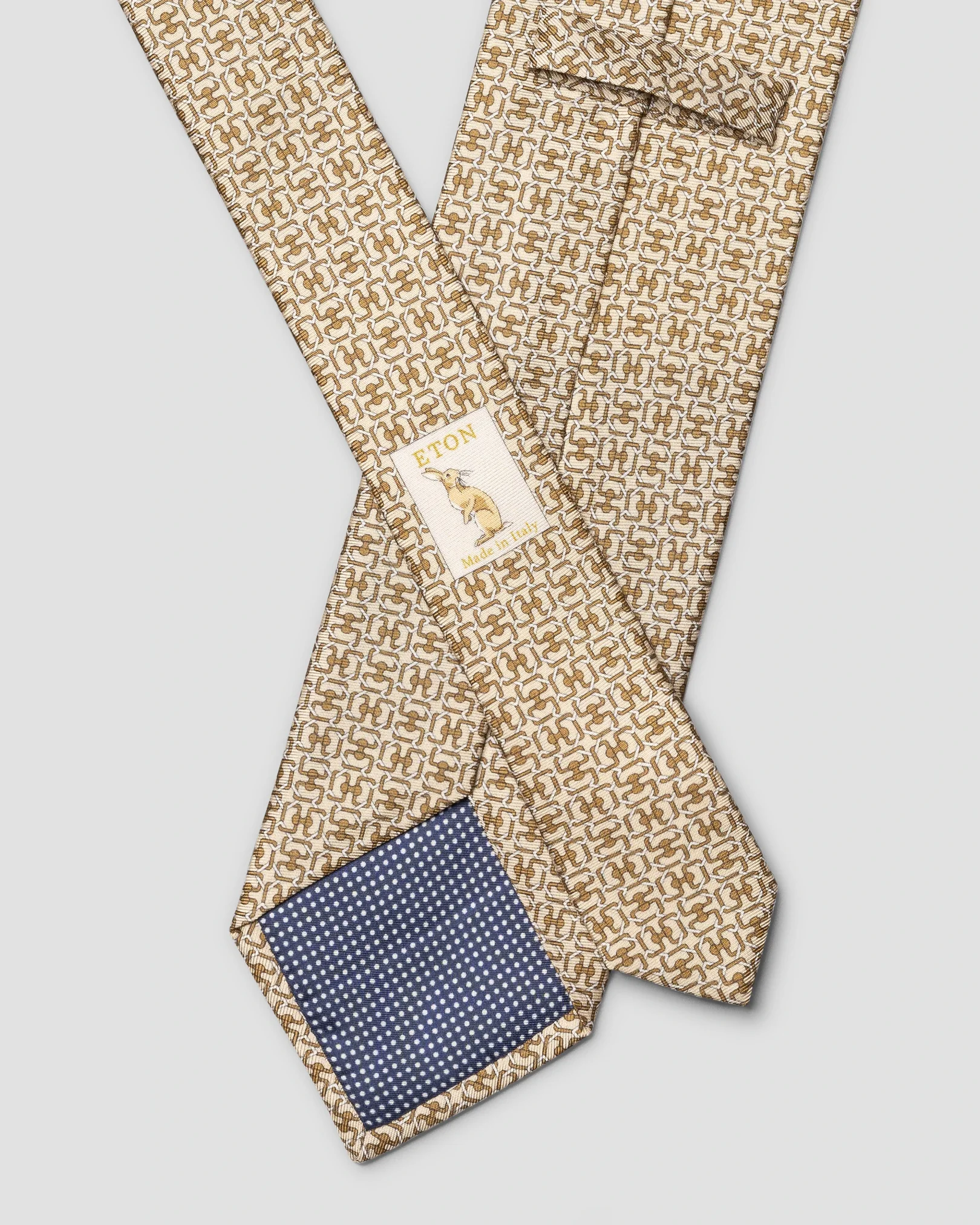 Eton - geometric print silk tie beige geometric print silk tie