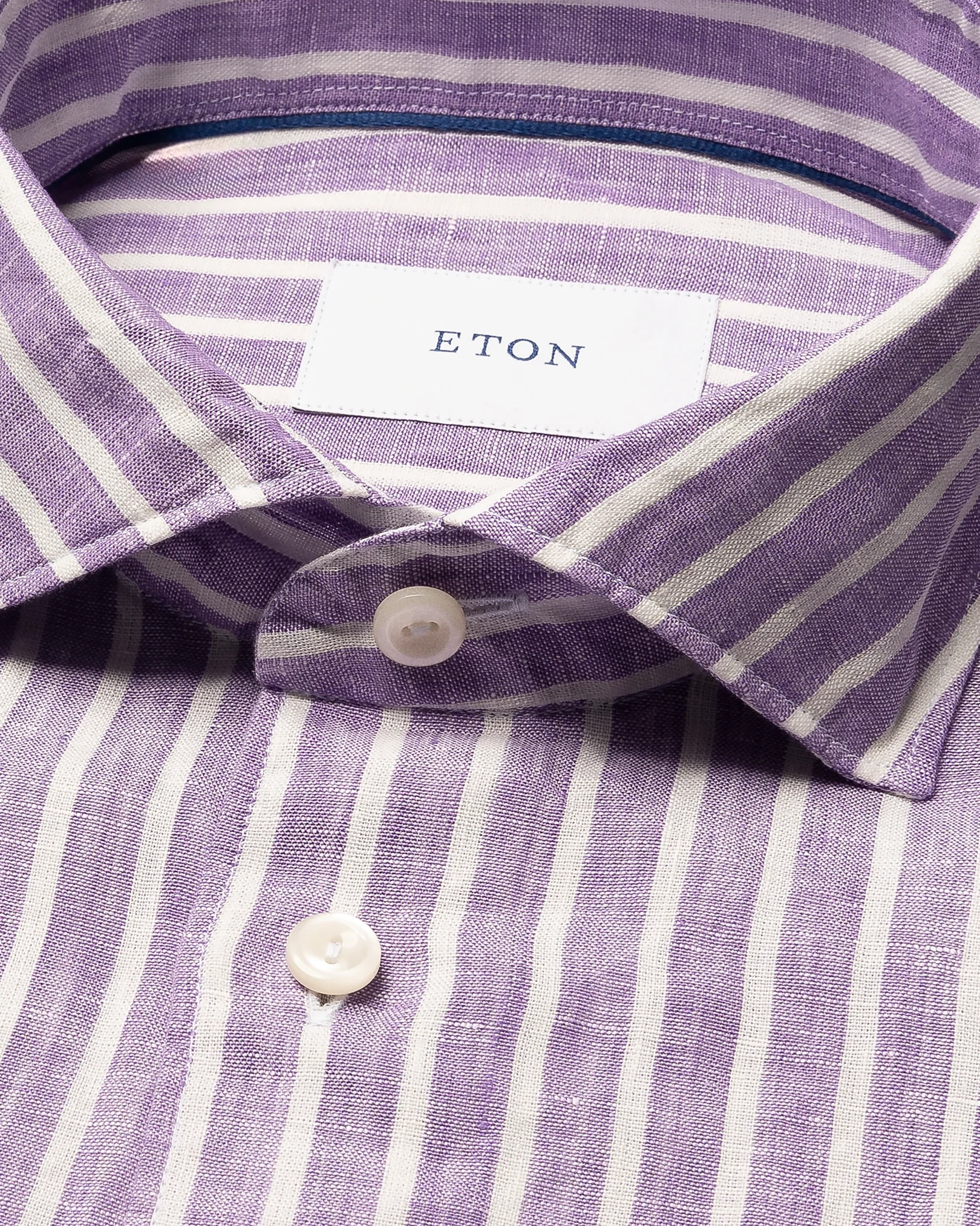 Eton - mid purple striped linen shirt