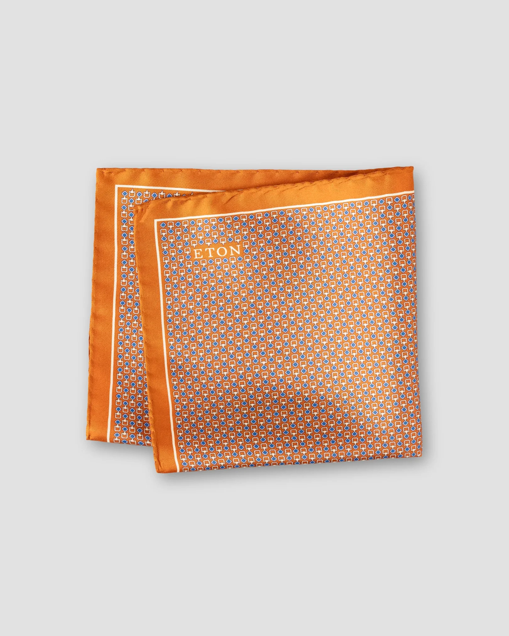 Eton - geometric silk pocket square orange geometric silk pocket square