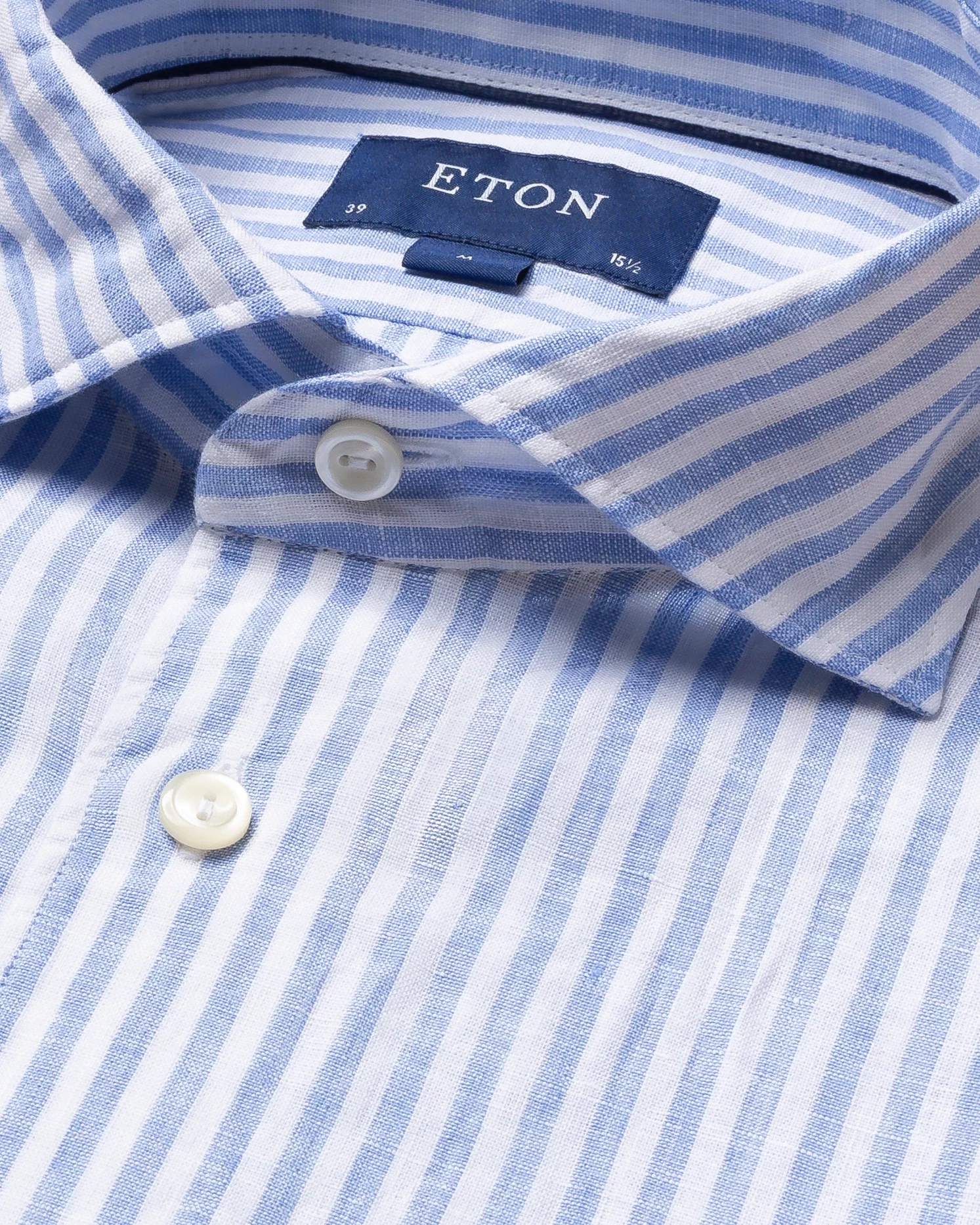 Eton - light blue striped linen shirt