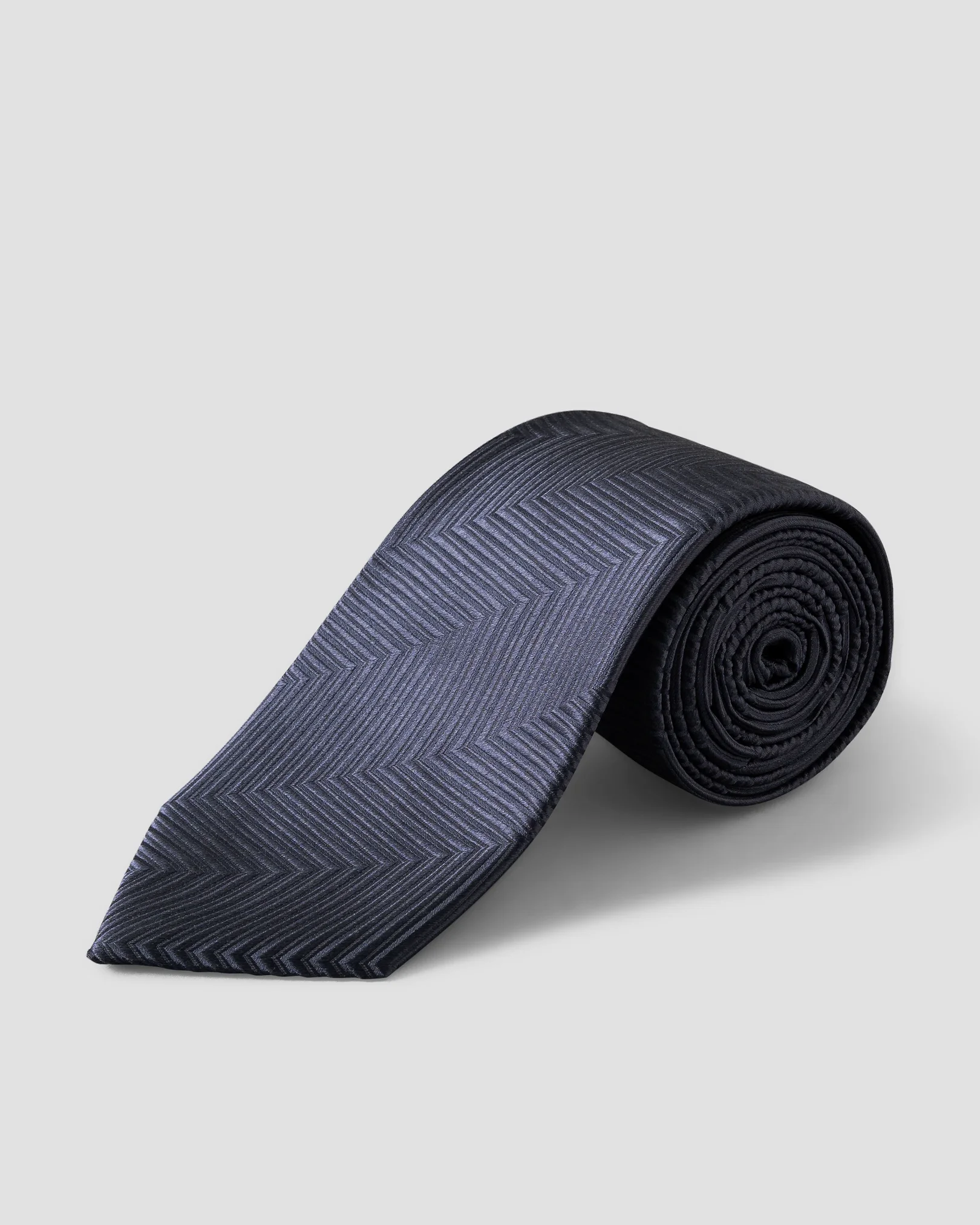 Eton - navy blue herringbone woven silk tie