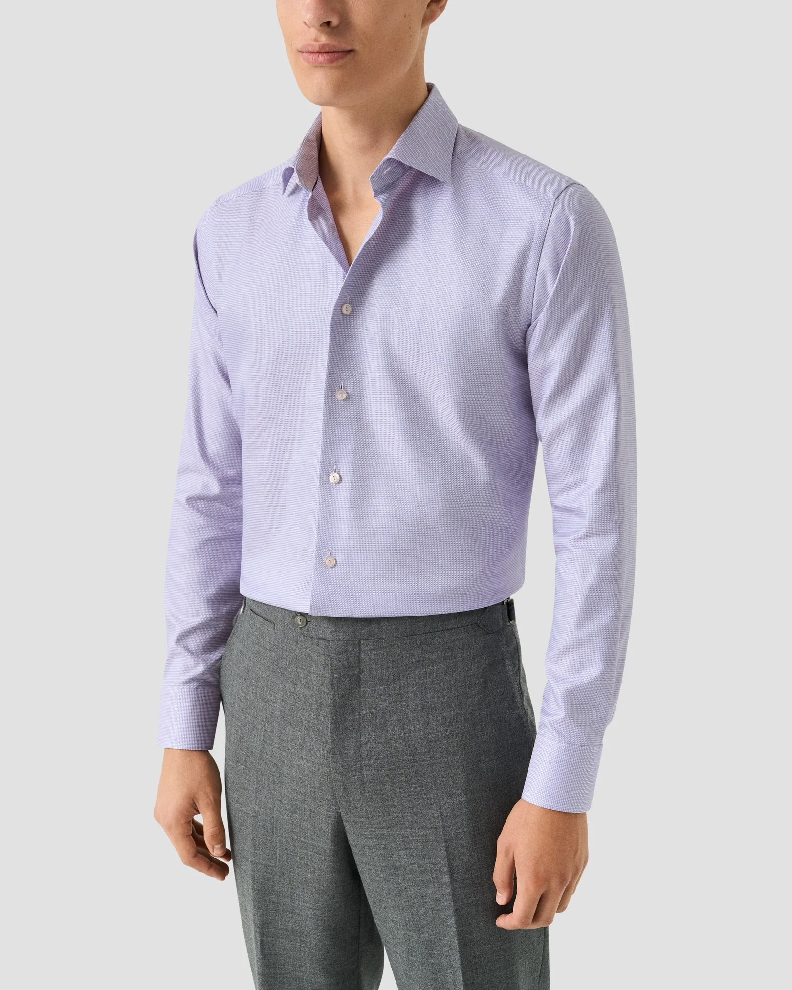 Eton - pink semi solid signature twill shirt