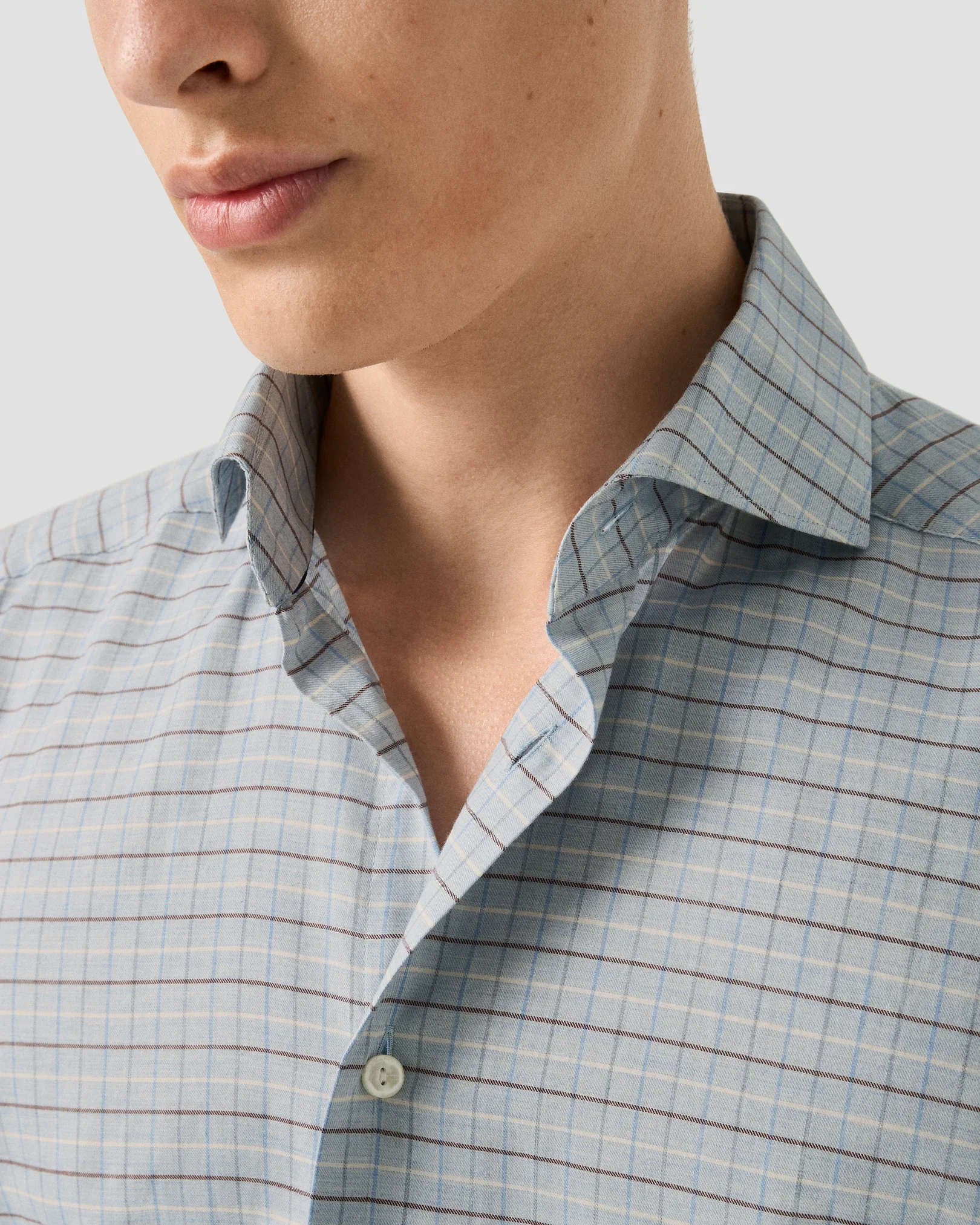 Eton - light blue check signature flannel shirt 256