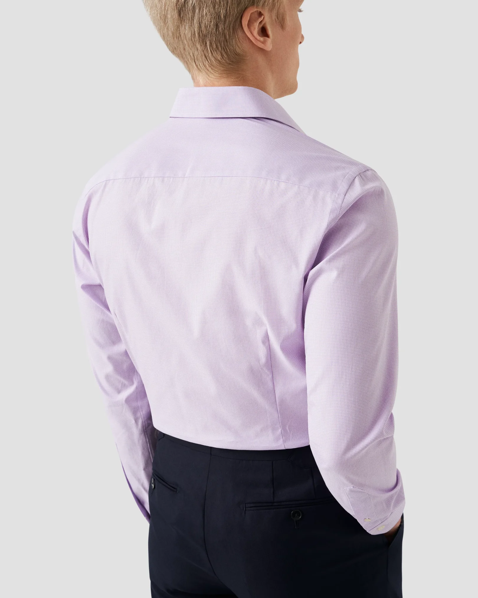 Eton - light purple fine check signature twill shirt