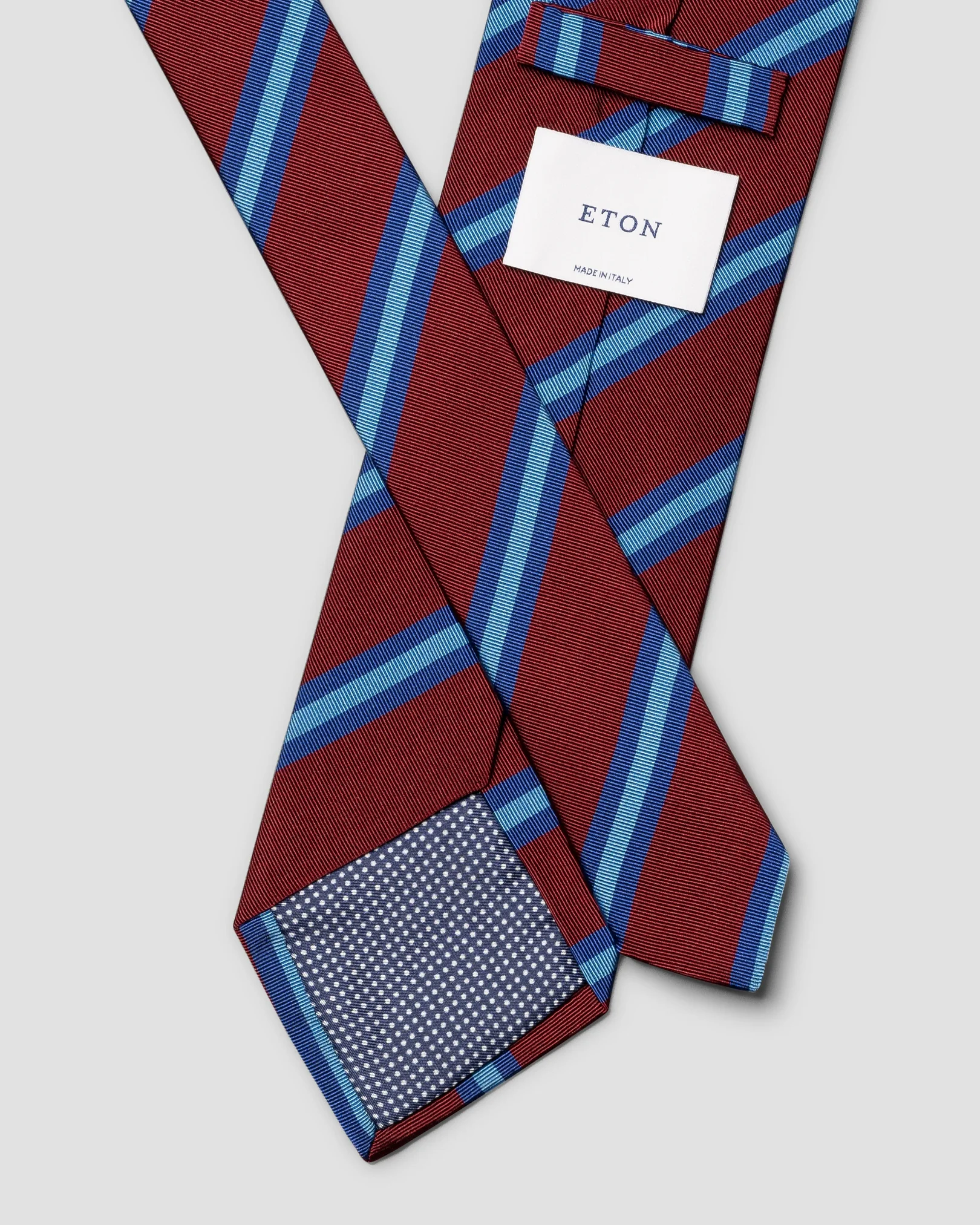 Eton - striped silk cotton mogador tie dark red